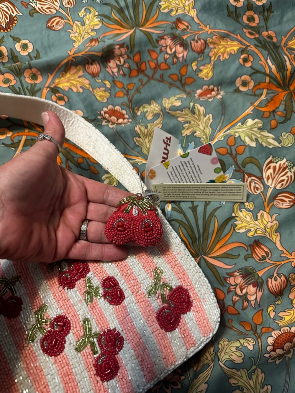 Pink & Red Beaded Cherry Shoulder Bag - Picture 7 of 9